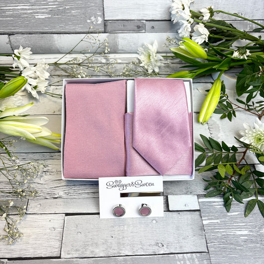 Sweet Pink Shantung Tie & Socks Gift Set