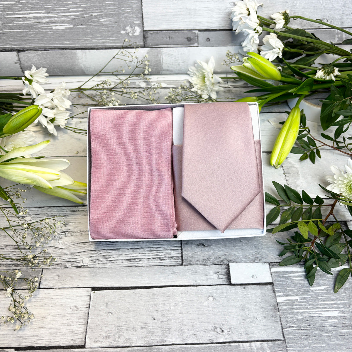 Suede Pink Tie & Socks Gift Set