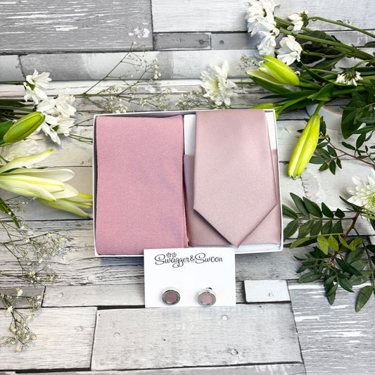 Suede Pink Tie & Socks Gift Set