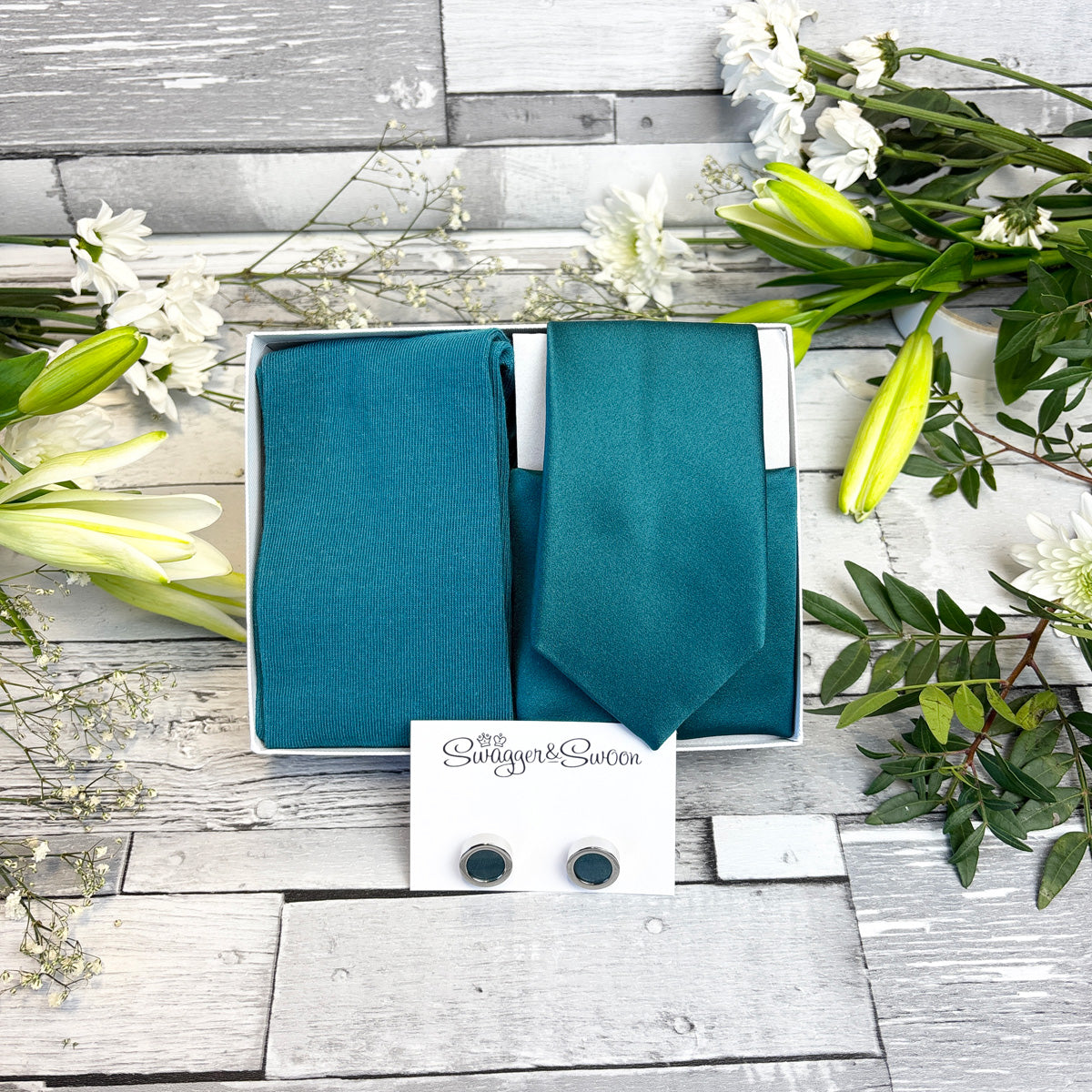 Blue Teal Tie & Socks Gift Set