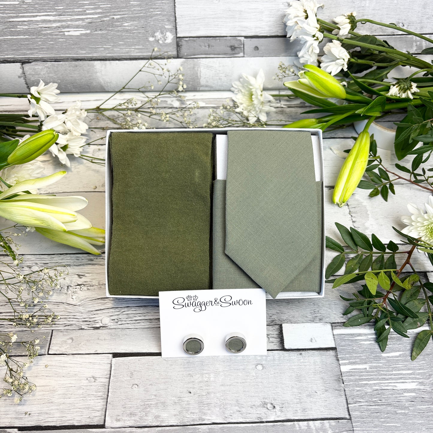 Khaki Cotton Tie & Socks Gift Set