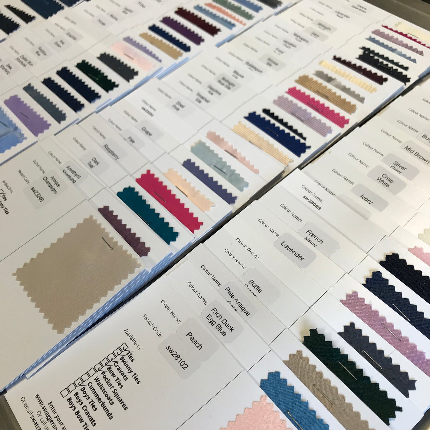 Wedding Ties Swatches for Matching Bridesmaid Dress