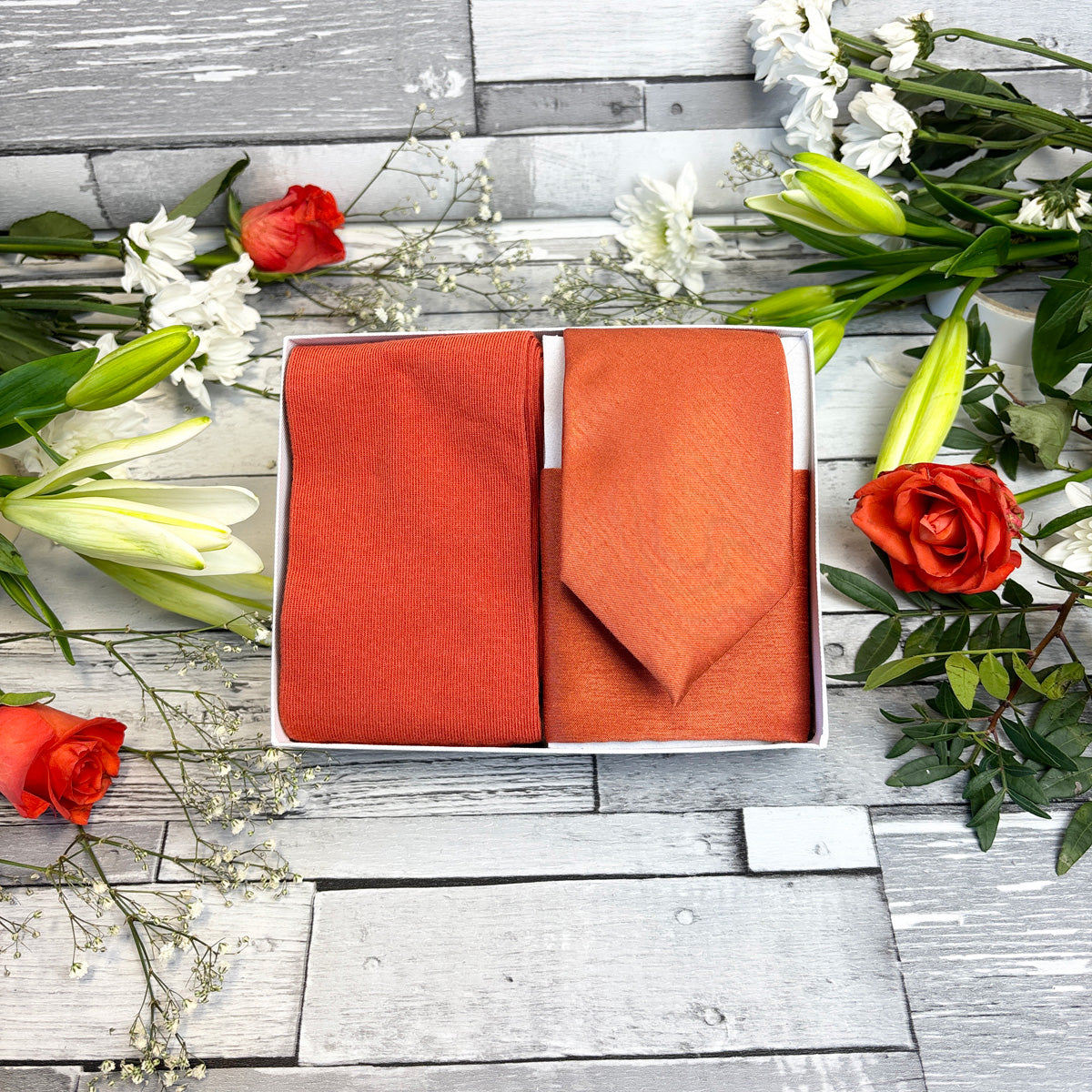 Rust Shantung Tie & Socks Gift Set