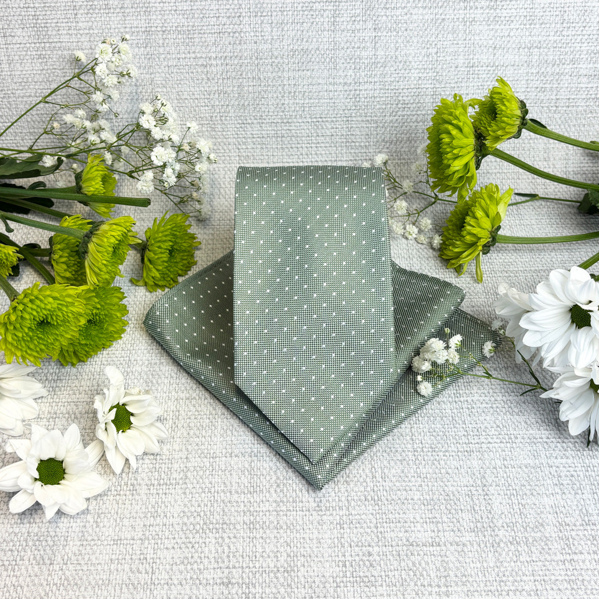 Wild Sage Pin Dots Wedding Swatch