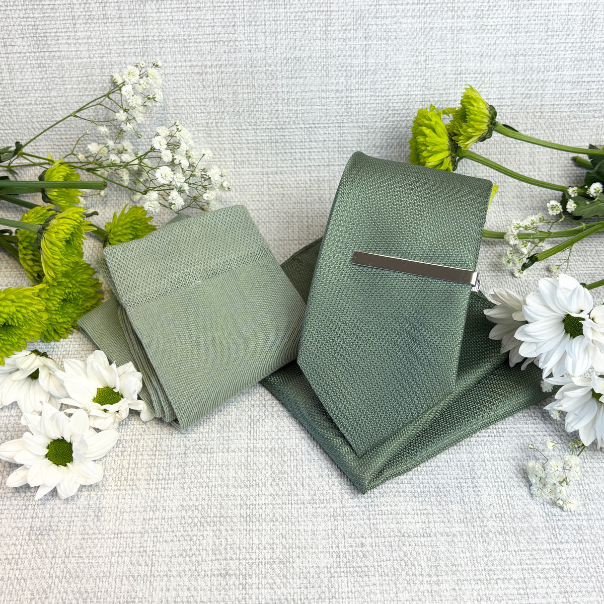 Dark Sage Textured Tie & Socks Gift Set