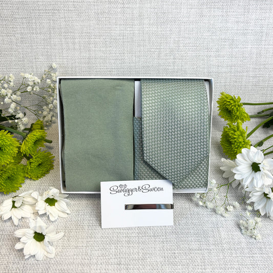 Wild Sage Woven Tie & Socks Gift Set