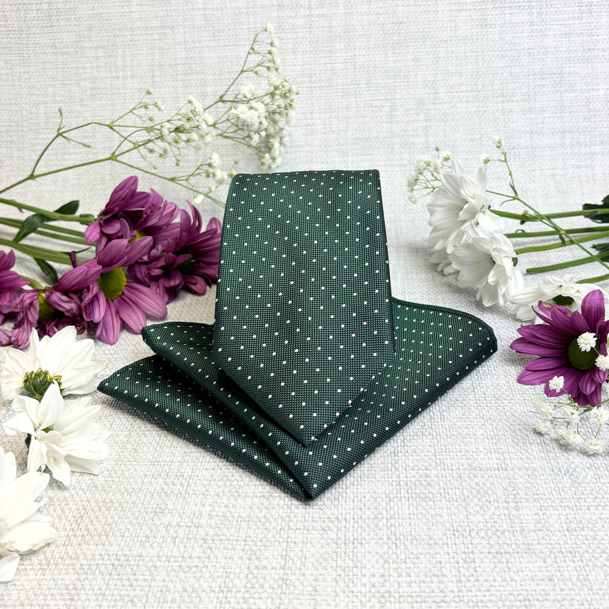 Dark Green Pin Dots Tie & Socks Gift Set