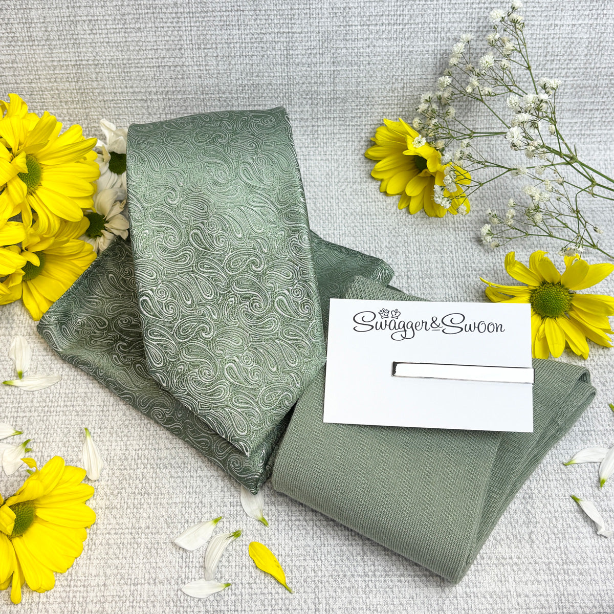 Wild Sage Paisley Wedding Tie
