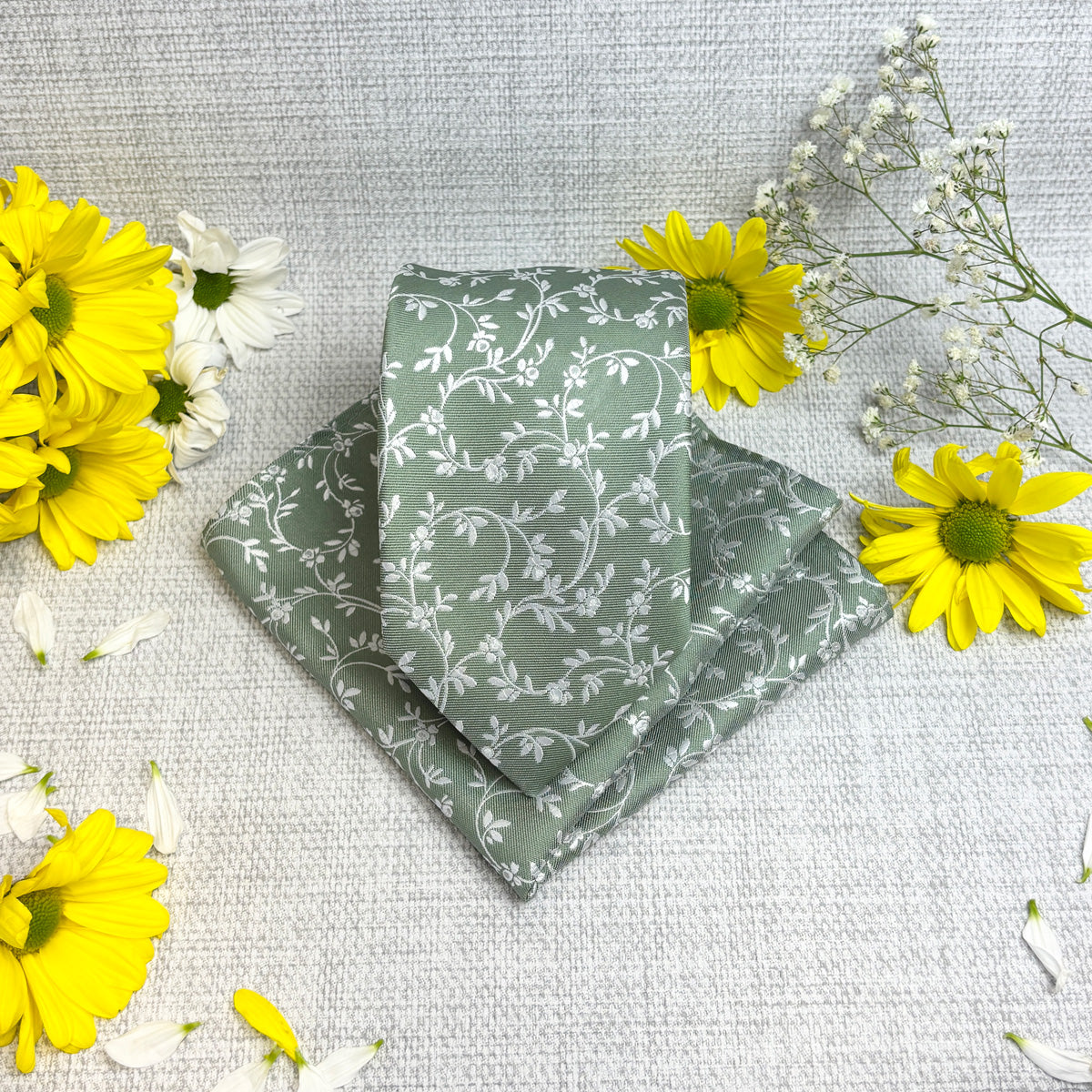 Wild Sage Leaves Wedding Tie