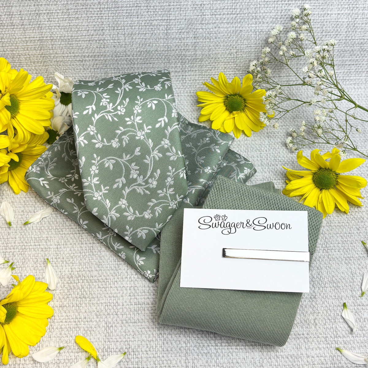 Wild Sage Leaves Wedding Swatch