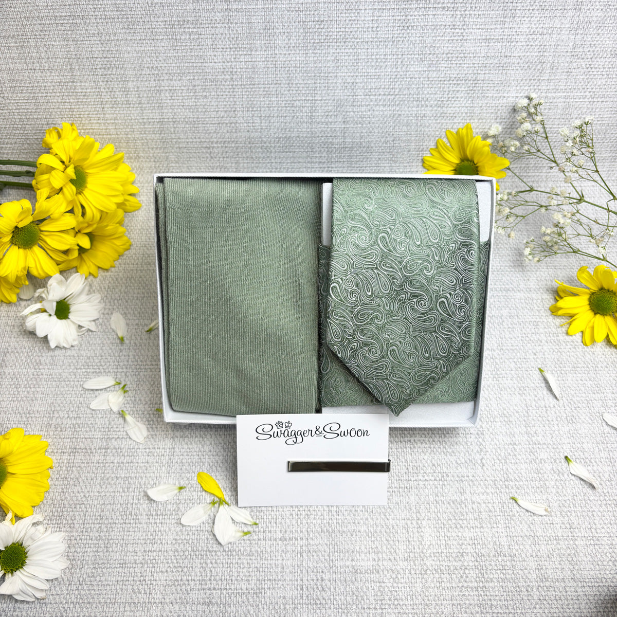 Wild Sage Paisley Tie & Socks Gift Set