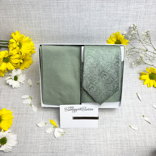Wild Sage Paisley Tie & Socks Gift Set