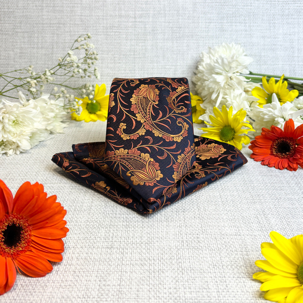 Copper Vintage Paisley Pocket Square