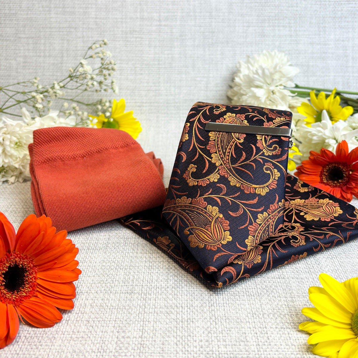 Copper Vintage Paisley Pocket Square