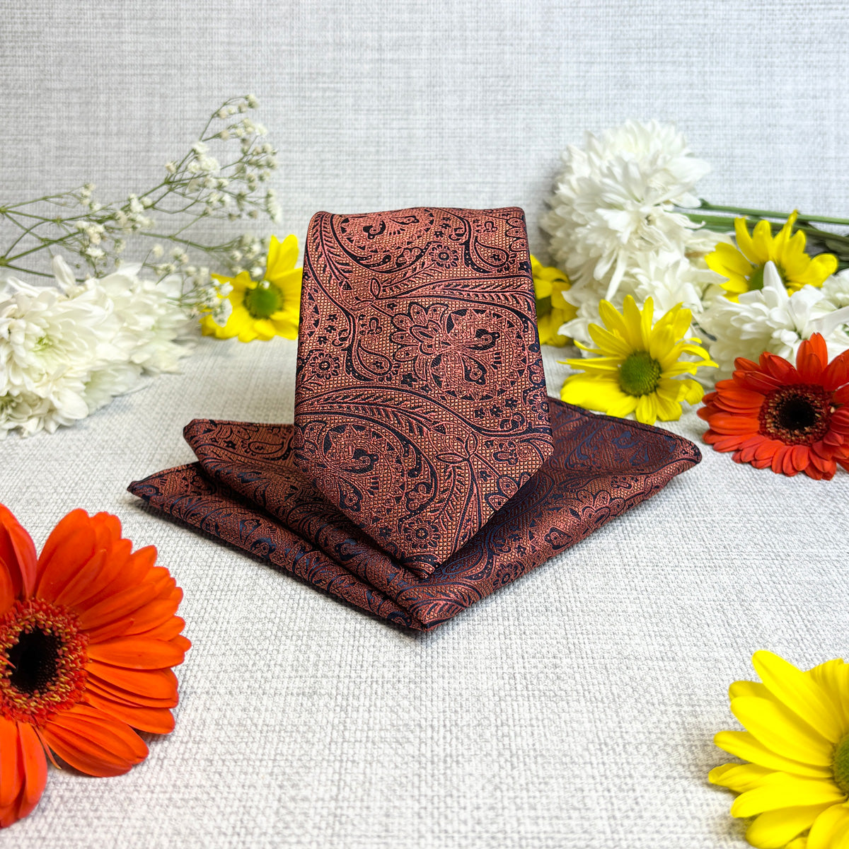 Sunset Lace Paisley Pocket Square