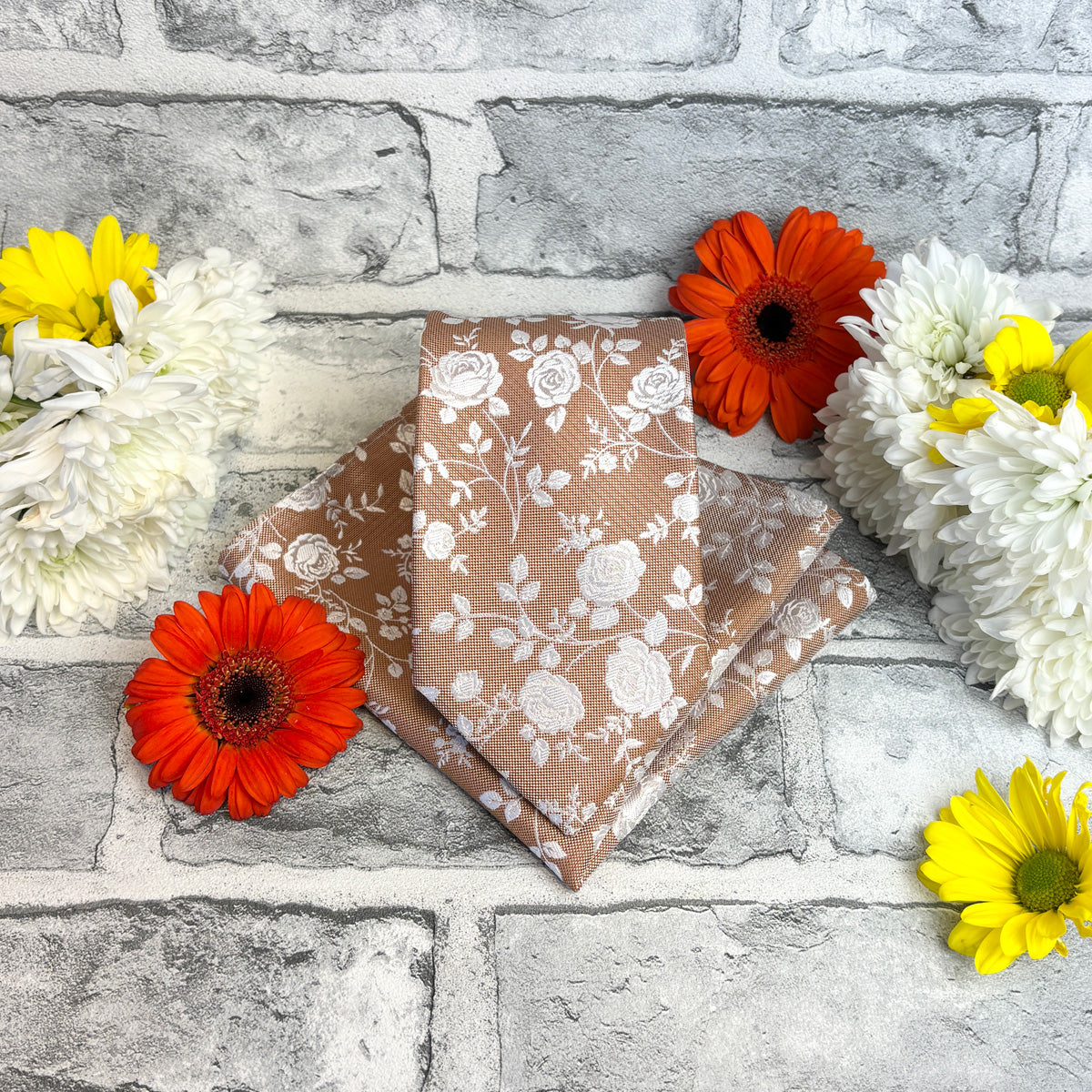 Pale Ochre Rose Petals Pocket Square