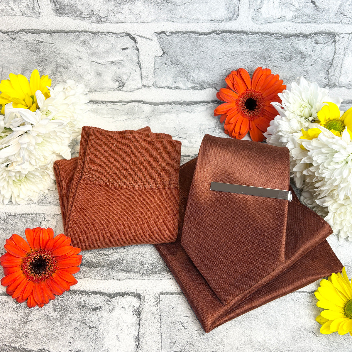 Russet Shantung Tie & Socks Gift Set