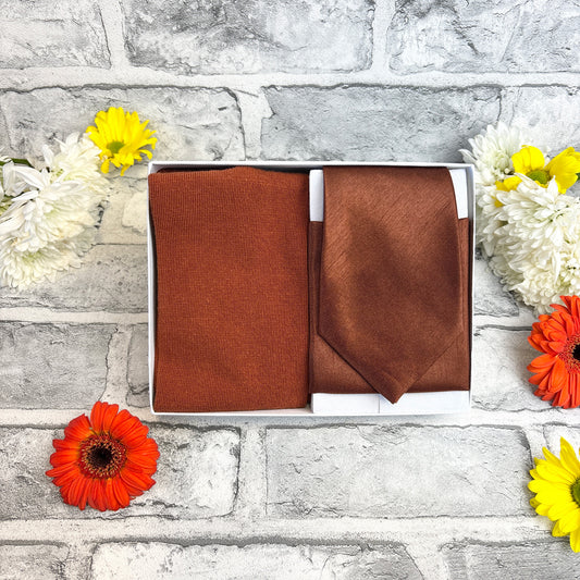 Russet Shantung Tie & Socks Gift Set