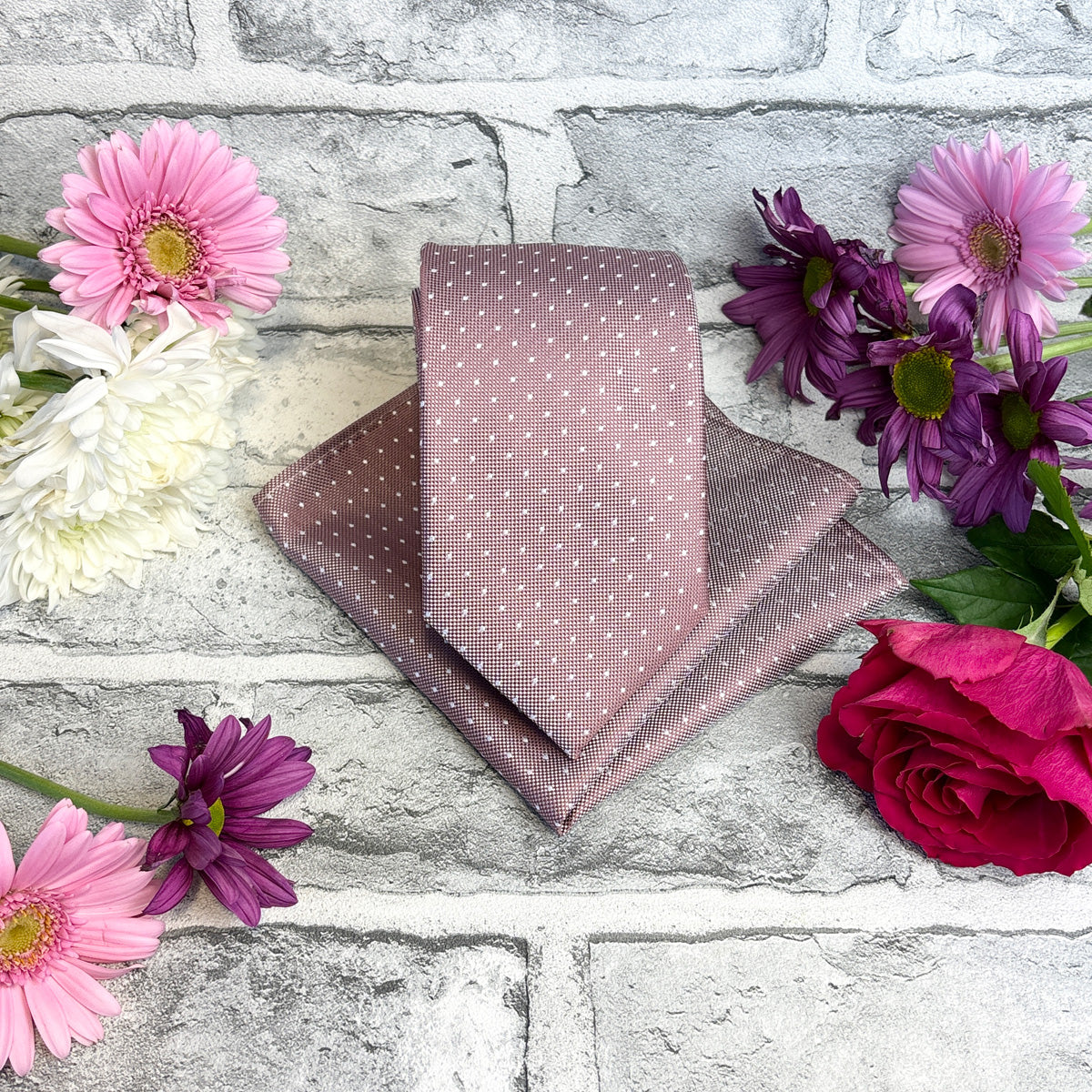 Desert Rose Pin Dots Tie & Socks Gift Set