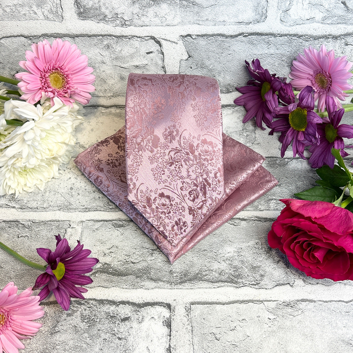 Desert Rose Floral Tie & Socks Gift Set