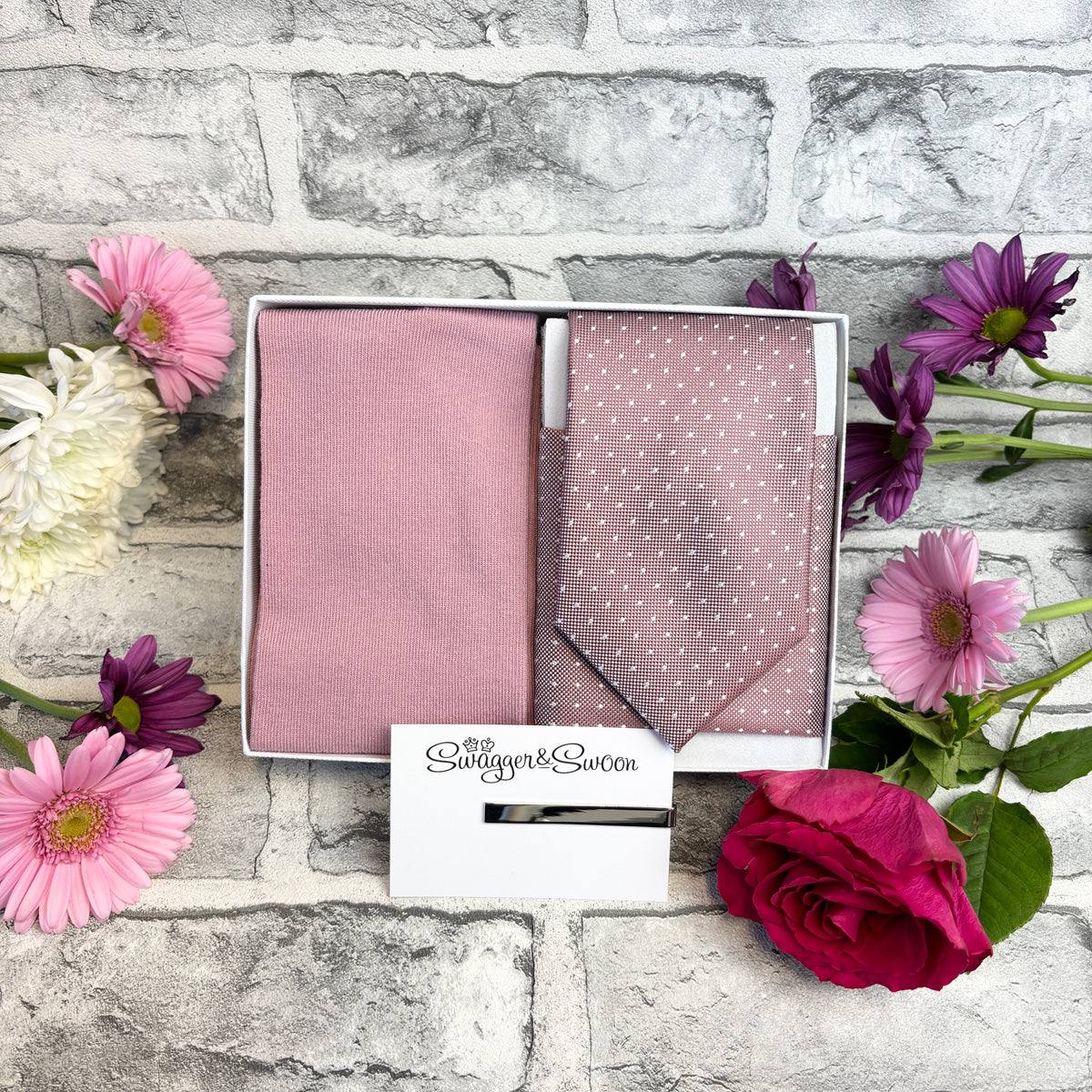 Desert Rose Pin Dots Tie & Socks Gift Set