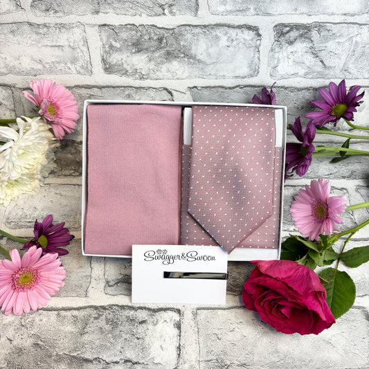 Desert Rose Pin Dots Tie & Socks Gift Set