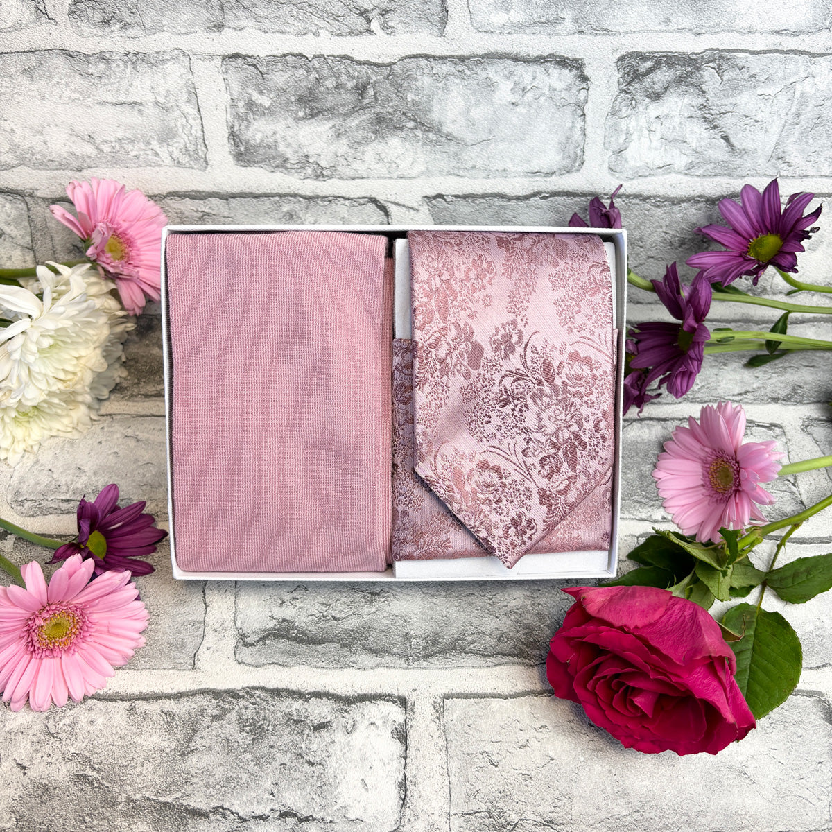 Desert Rose Floral Tie & Socks Gift Set