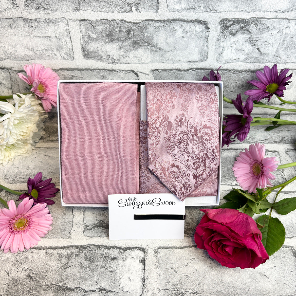 Desert Rose Floral Tie & Socks Gift Set