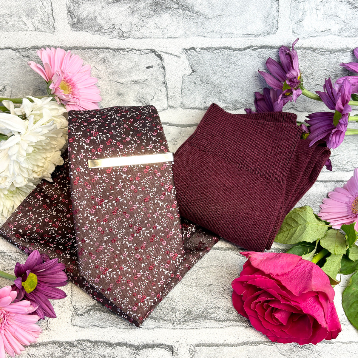 matching tie pocket square and socks