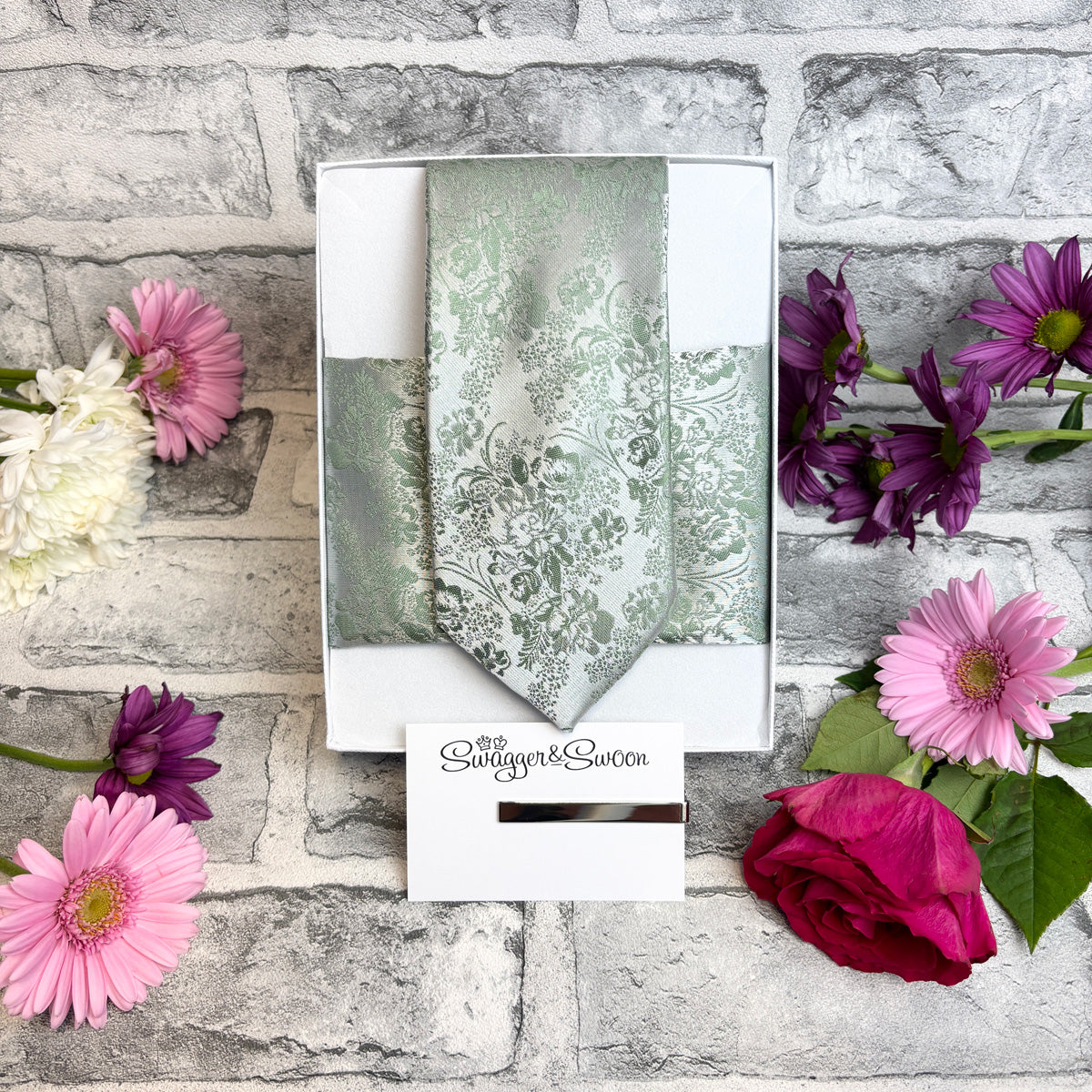 Wild Sage Floral Wedding Tie