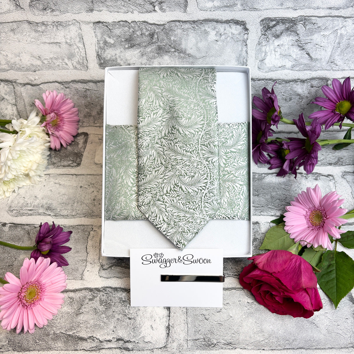 Sage & Silver Leaves Wedding Swatch