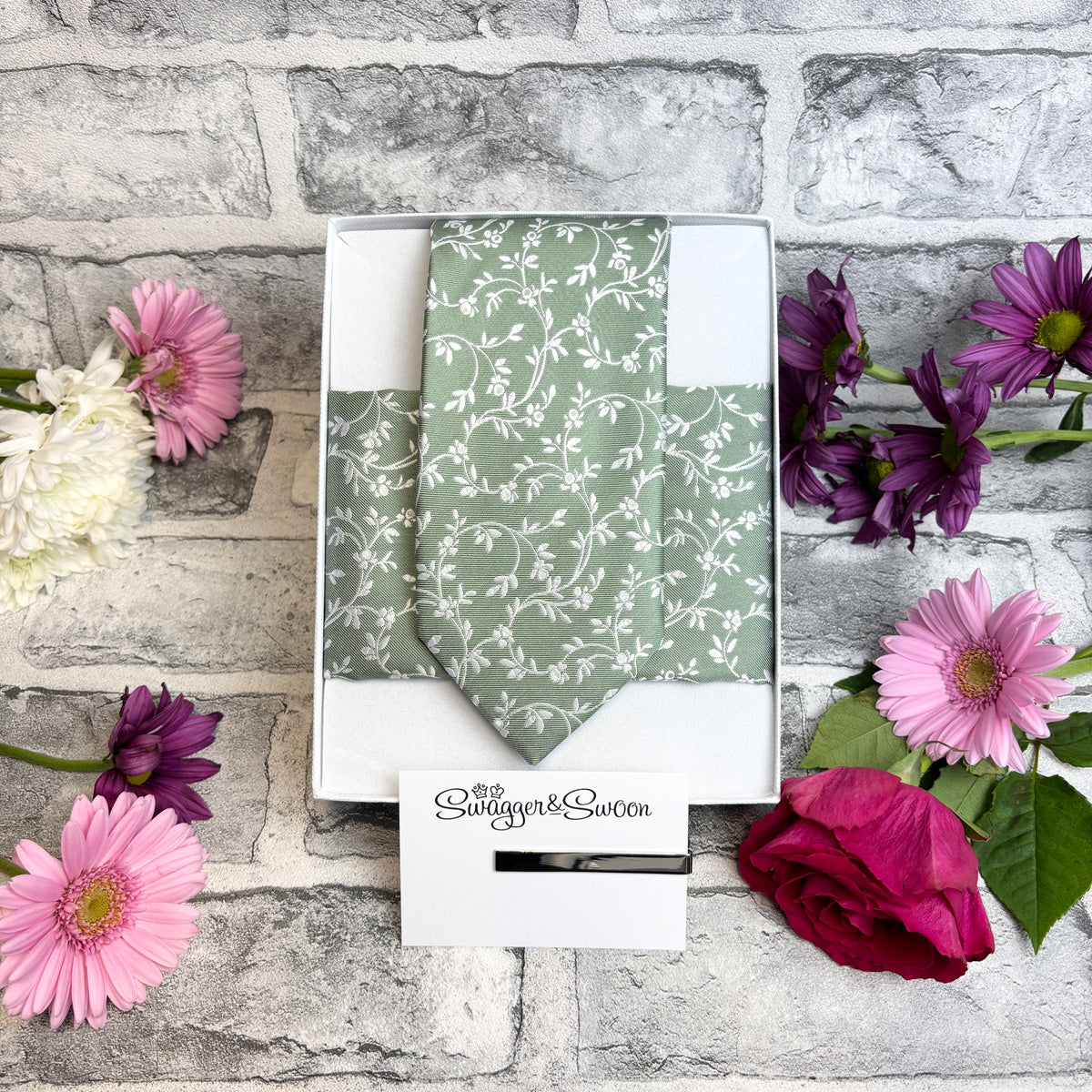 Wild Sage Leaves Wedding Tie