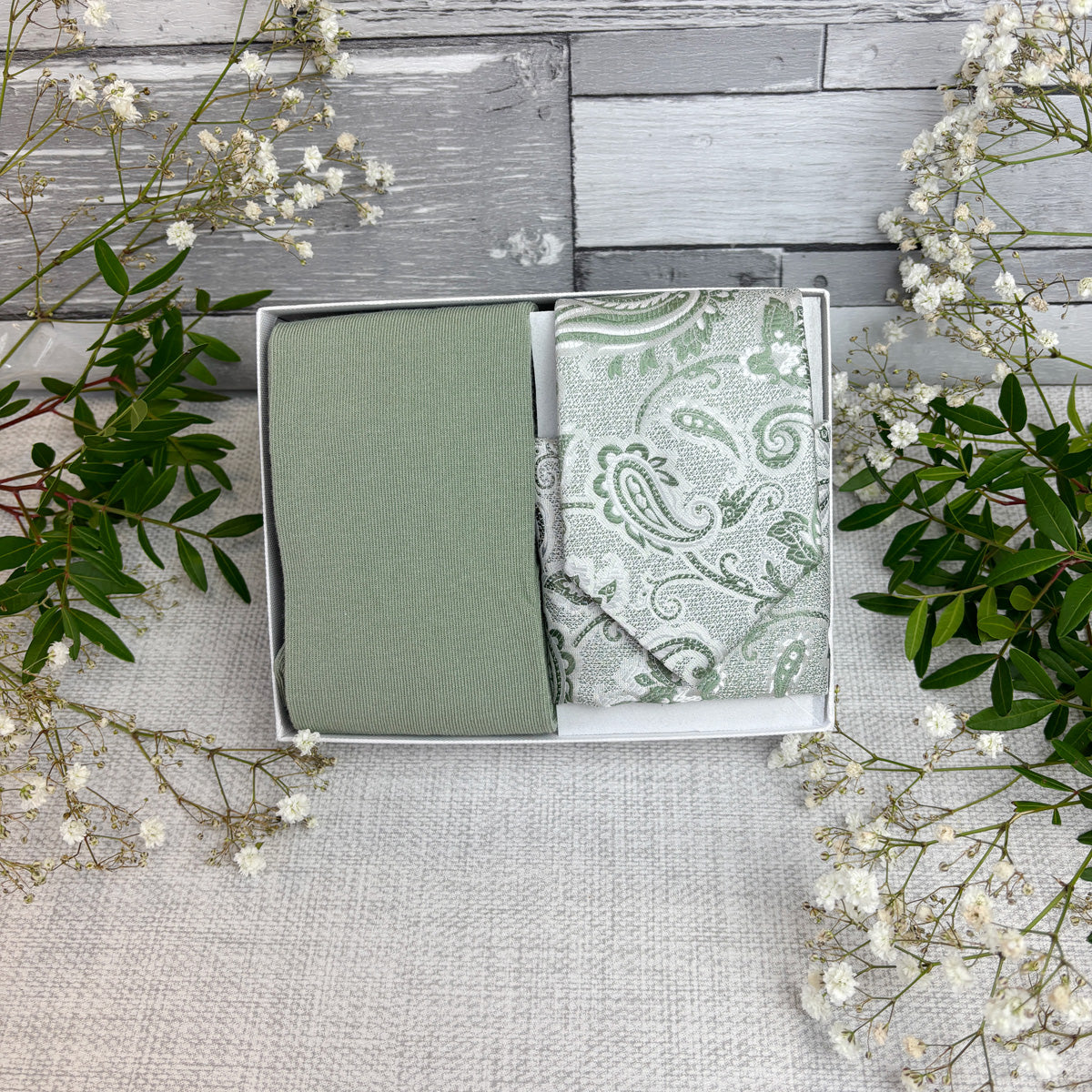 Wild Sage Baroque Paisley Wedding Swatch