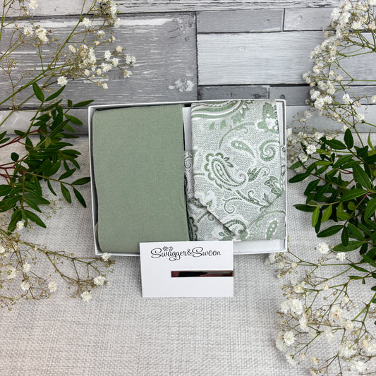 Wild Sage Baroque Paisley Tie & Socks Gift Set