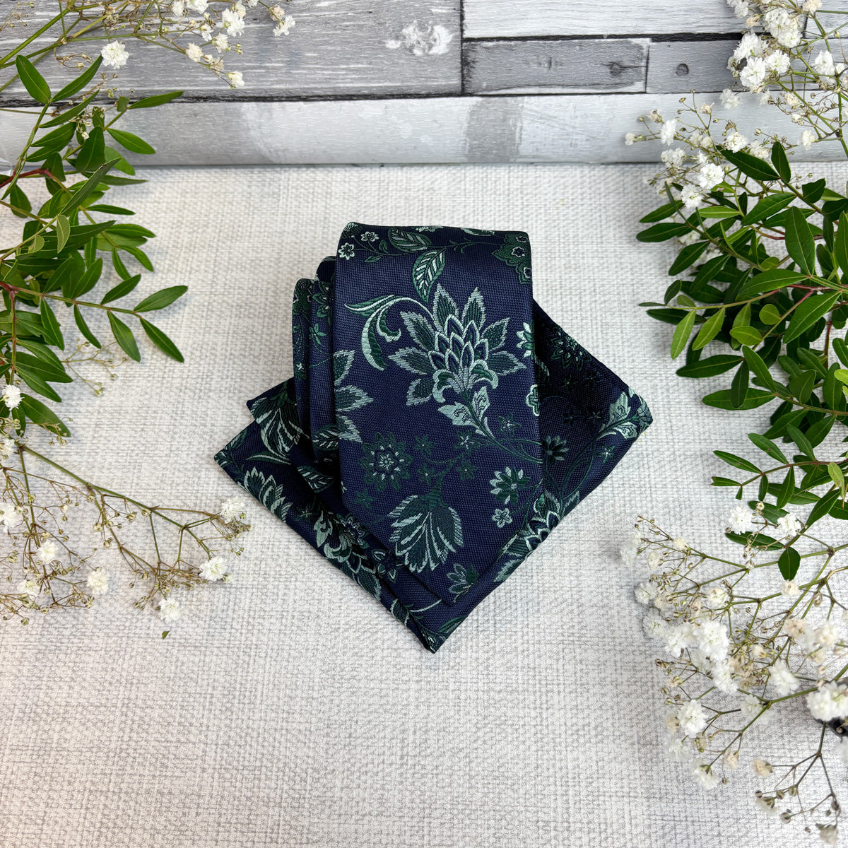Dark Green Damask Tie & Socks Gift Set