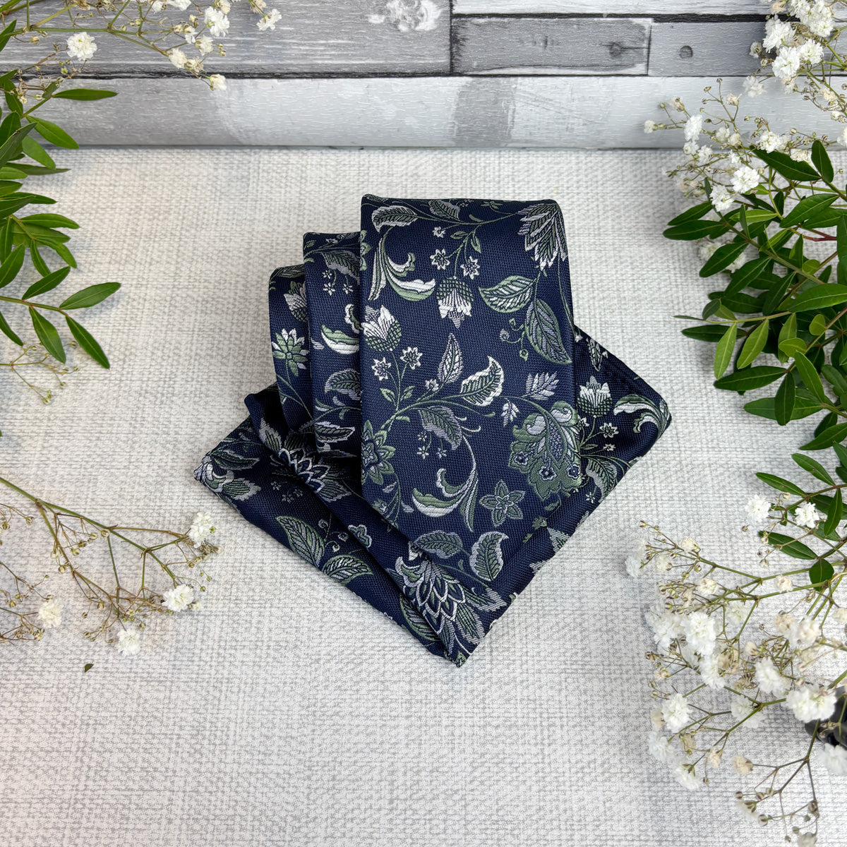Wild Sage Damask Wedding Tie