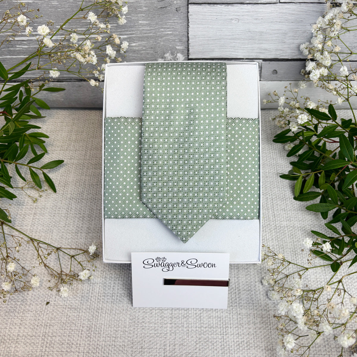 Wild Sage Diamonds Wedding Tie