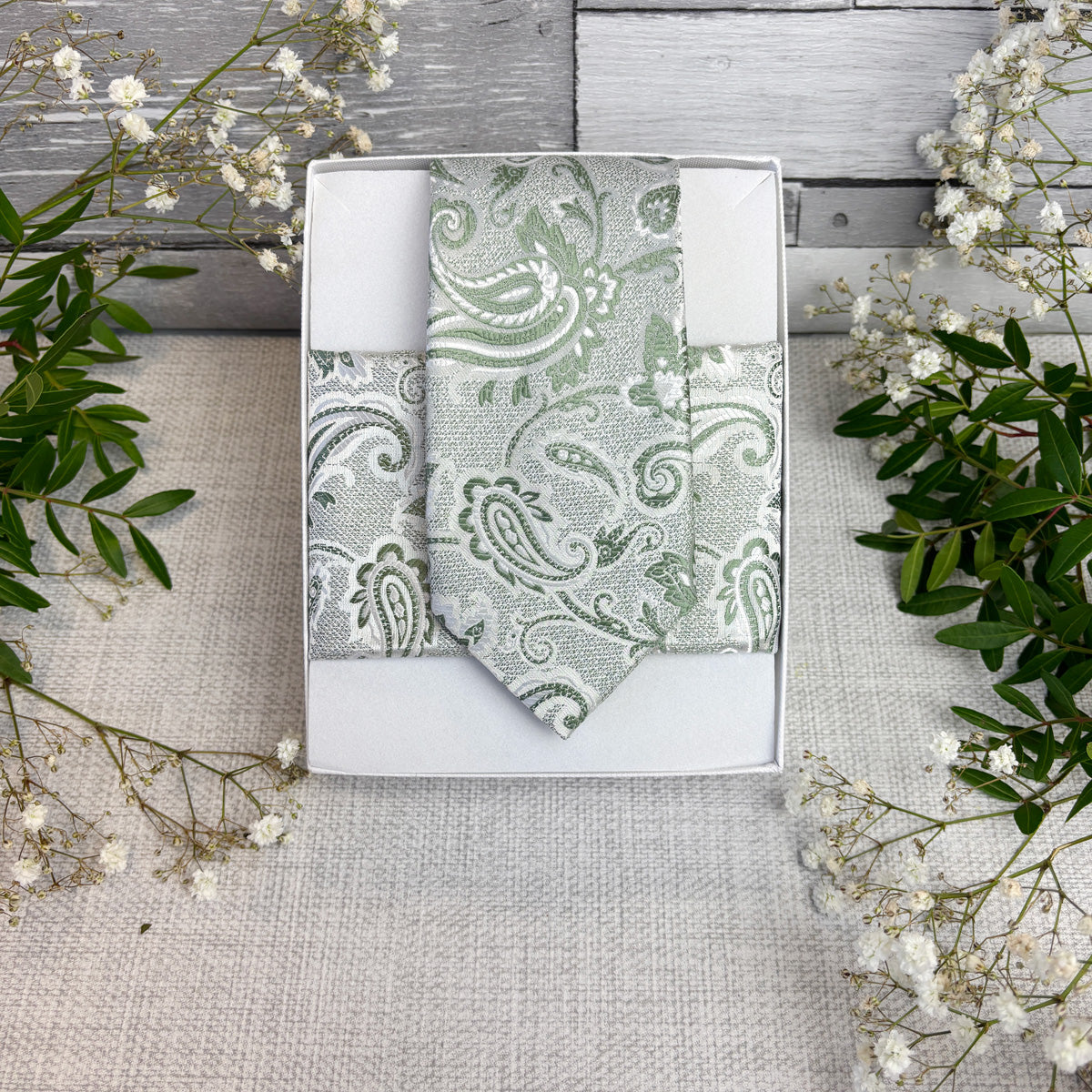 Wild Sage Baroque Paisley Pocket Square