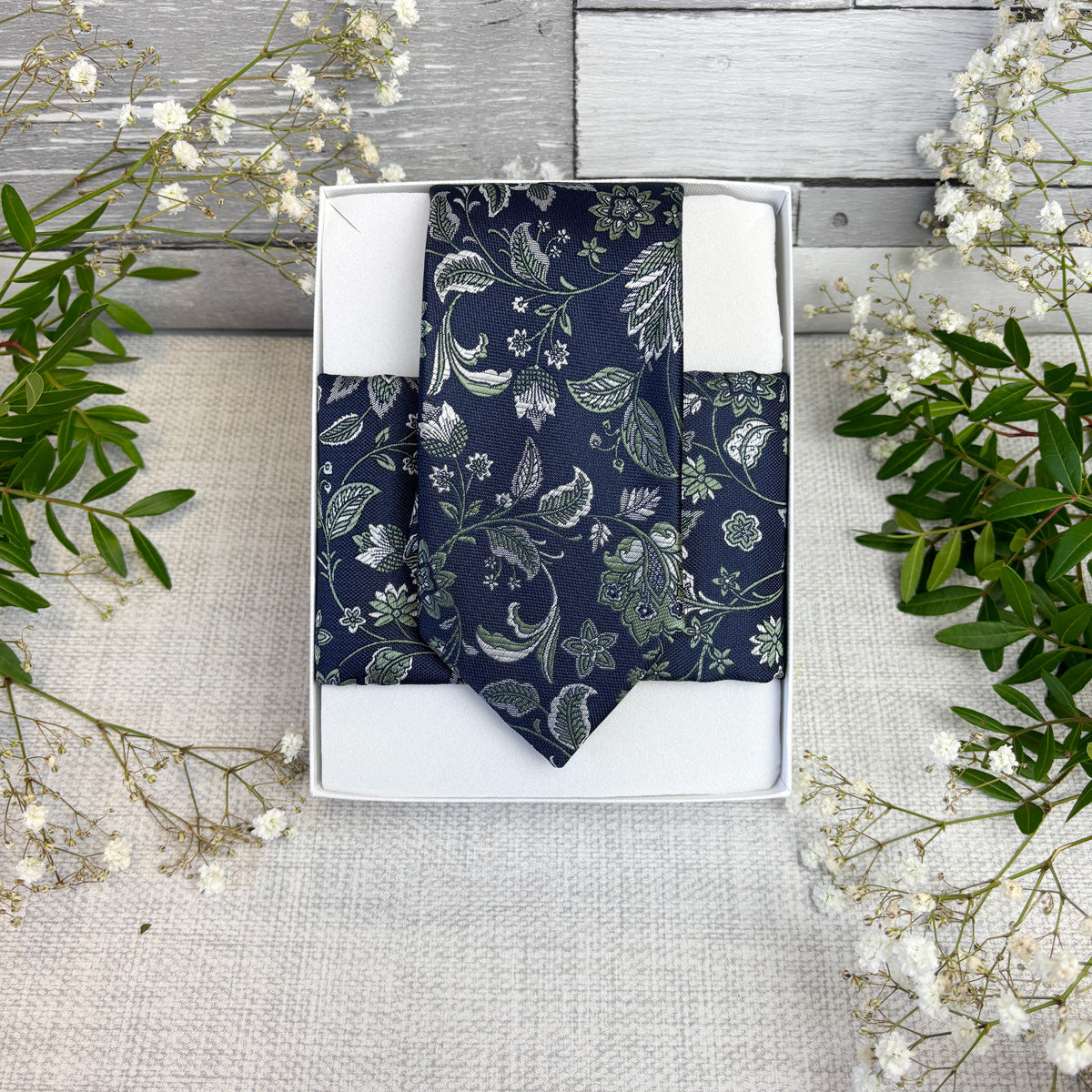 Wild Sage Damask Pocket Square