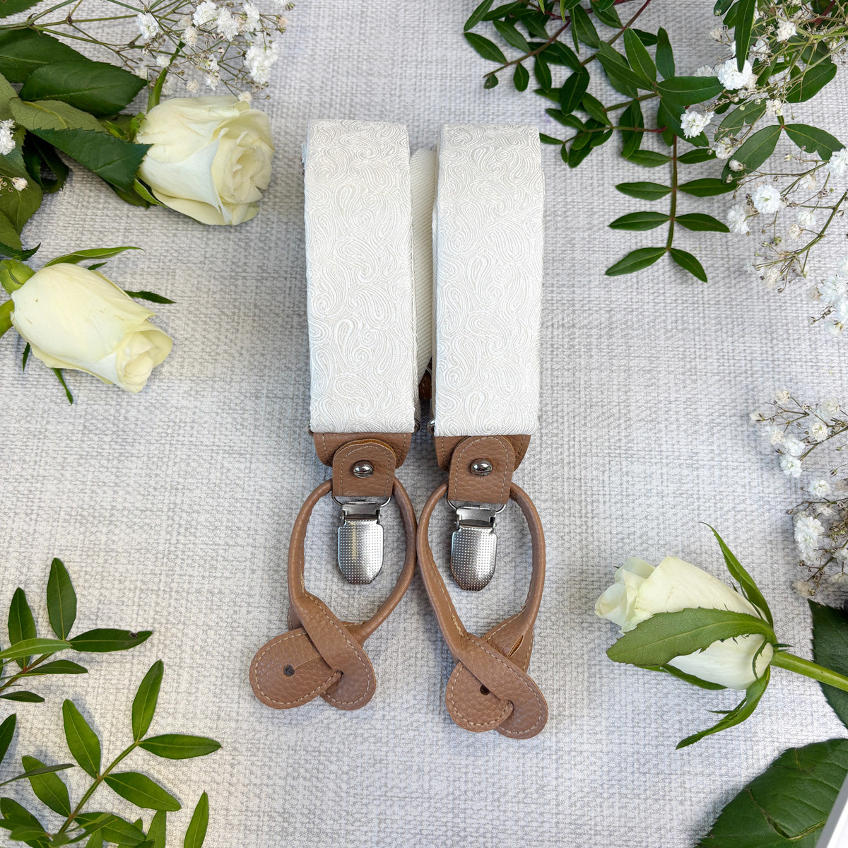 Neat Ivory Paisley Wedding Braces