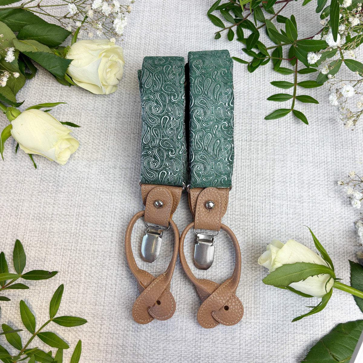 Dark Green Paisley Wedding Braces