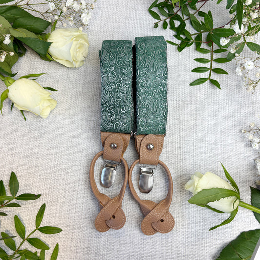 Dark Green Paisley Wedding Braces