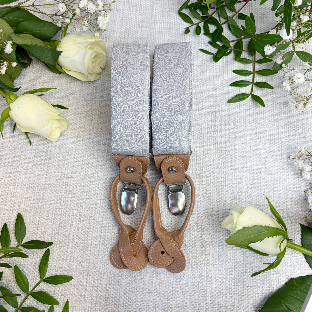 Pearl Grey Paisley Wedding Braces