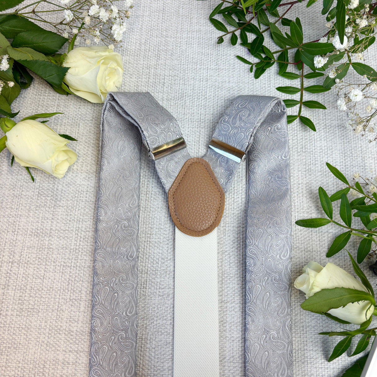 Pearl Grey Paisley Wedding Braces
