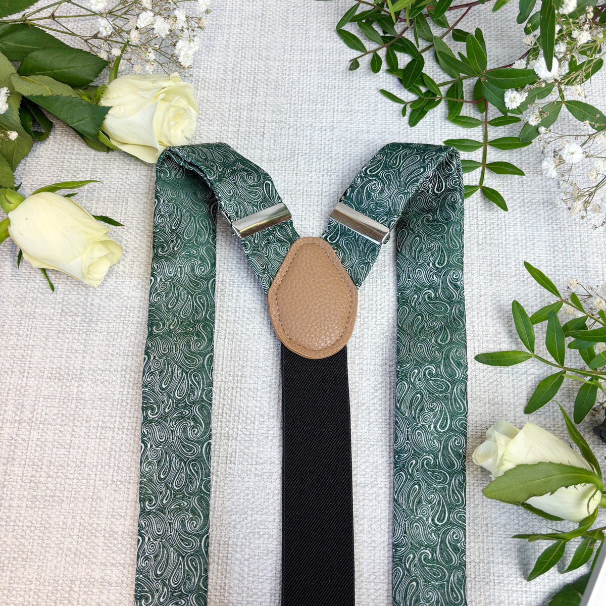 Dark Green Paisley Wedding Braces