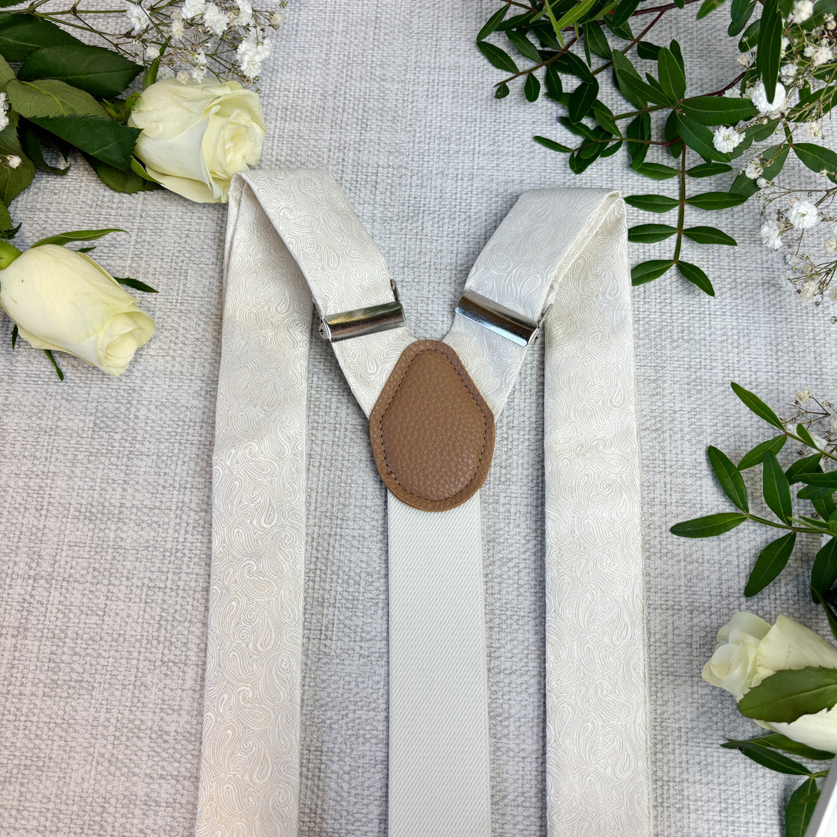 Neat Ivory Paisley Wedding Braces