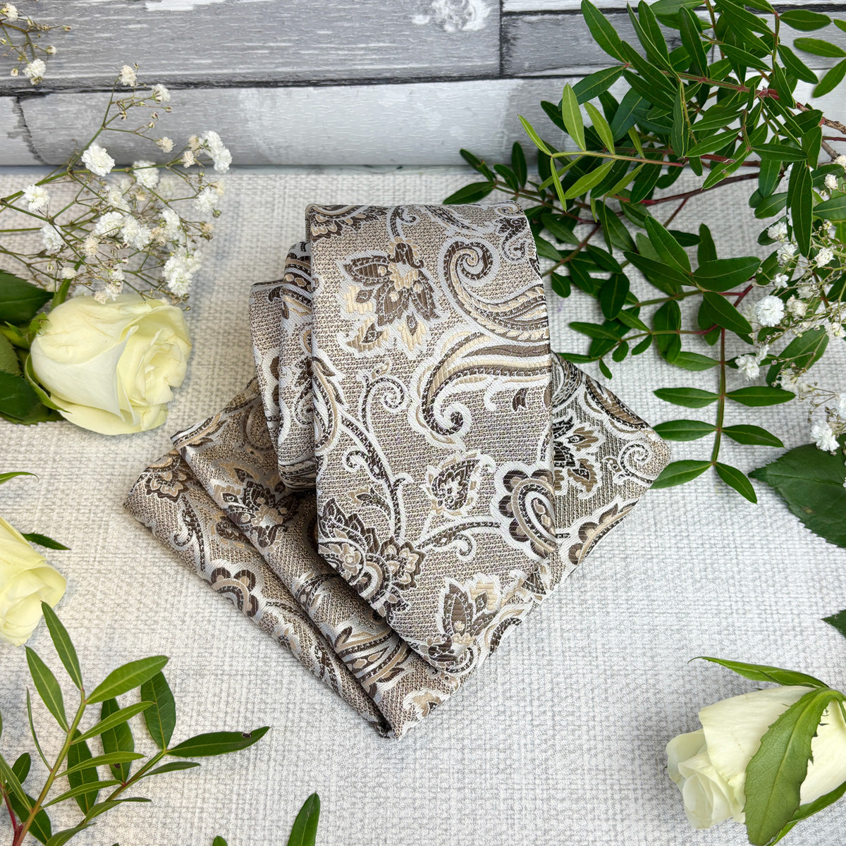 Walnut Baroque Paisley Wedding Tie