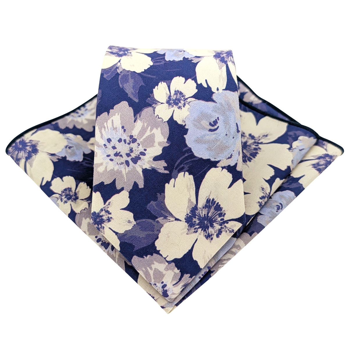 Indigo-Flowers-Cotton-Tie-and-hanky-set