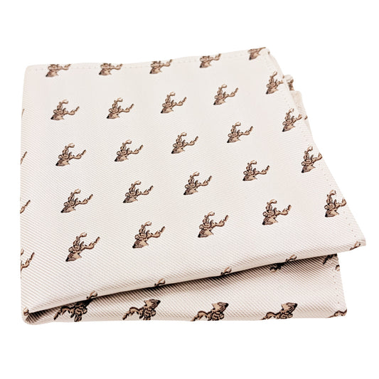 Ivory Stags Pocket Square