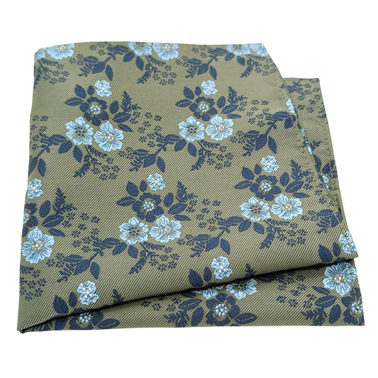 Khaki-Olive-Blossom-Pocket-Square
